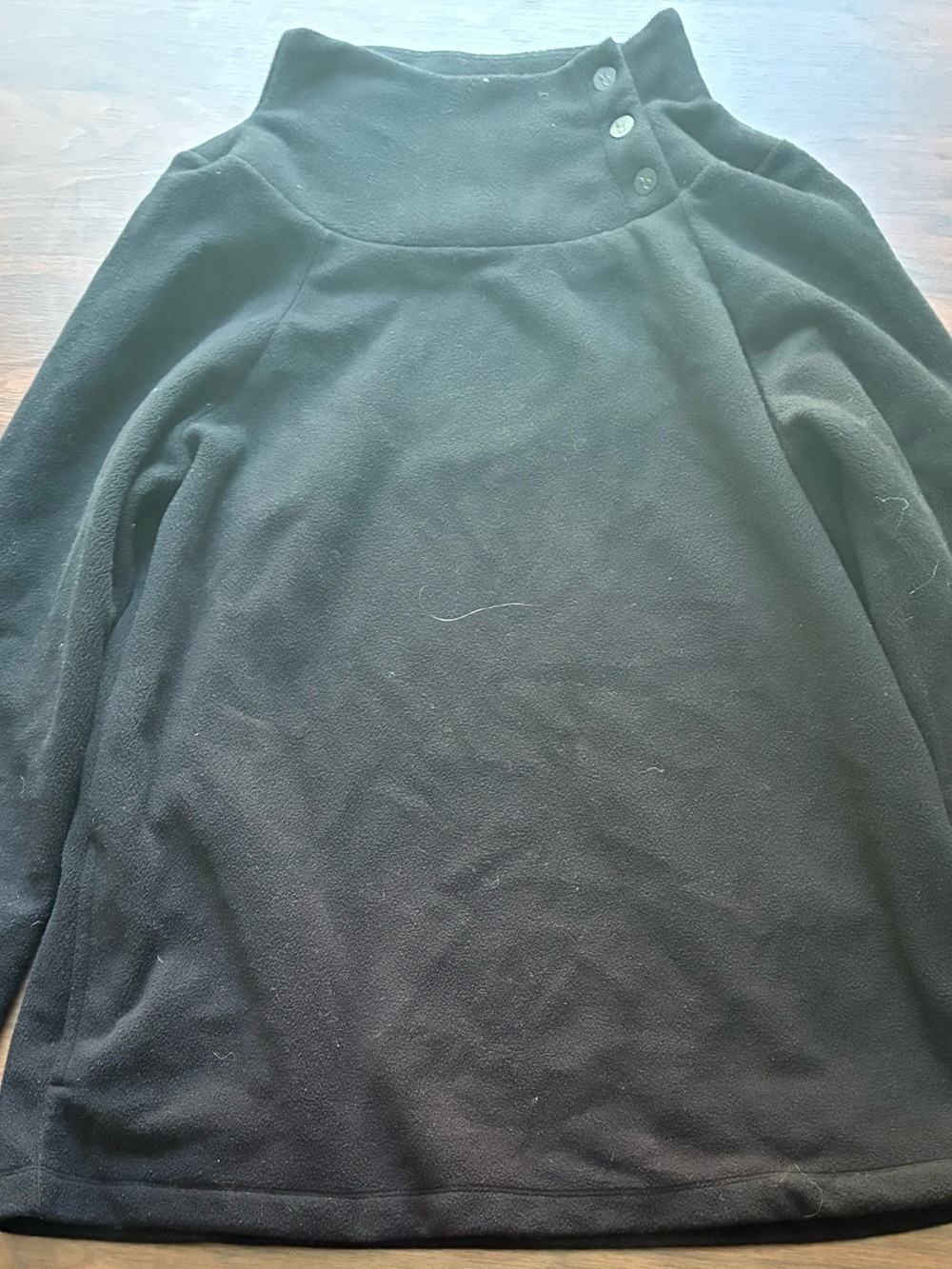 Dudley Stephen’s Black Funnel Neck Pullover with Button Detail